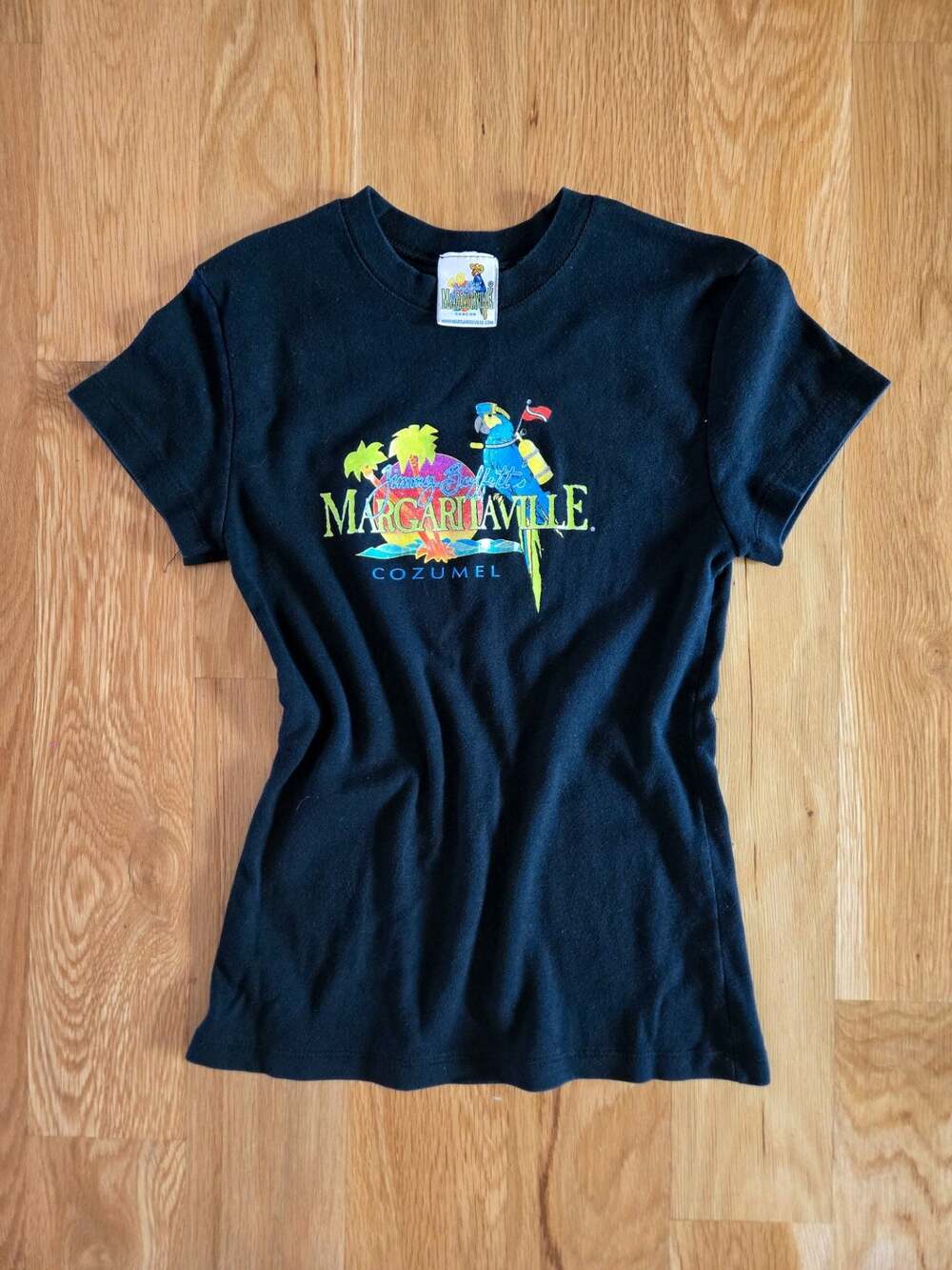 Jimmy Buffett's Margaritaville Cozumel Scuba Parrot Graphic Black T-Shirt Size S